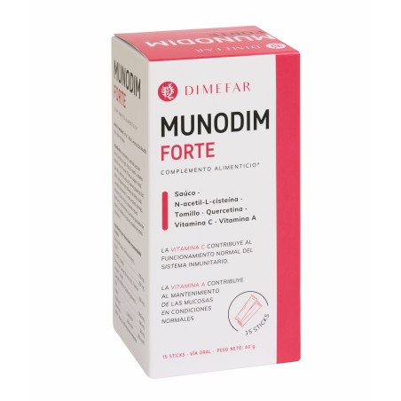 Munodim Forte 15 paus com Sabugueiro, N-acetil-L-cisteína, Tomilho, Quercetina, Vitamina C e Vitamina A